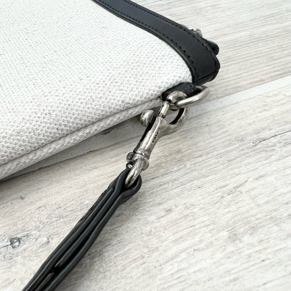 Saint Laurent Natural Linen Canvas Large Wristlet Pouch - Picture 5 of 11